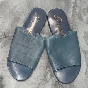Free People Blue Leather Women's Slides Size 37.5